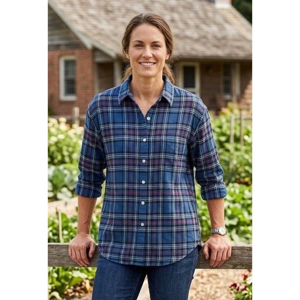 Pendleton Women’s Blue Plaid Long Sleeve Shirt Size XL